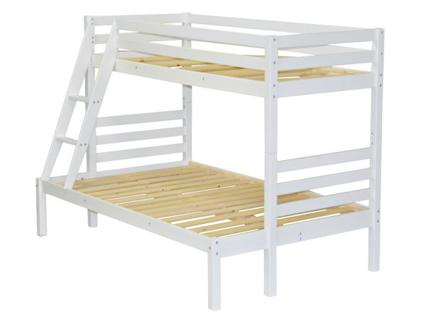 Bild på Charlotte familjesäng 80/120/200 furu vitlack inkl ribbotten