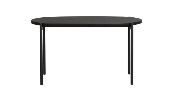Bild på SKYE Soffbord ovalt 80 cm svart borstad ekfanér/svart metall
