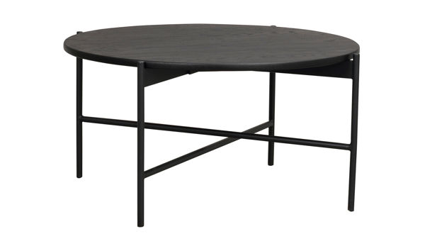 Bild på SKYE Soffbord runt 88 cm svart borstad ekfanér/svart metall