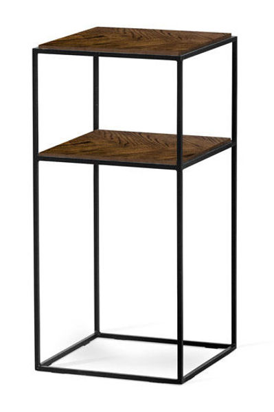 Bild på LIME Sängbord L 34 B 34 H 70 fiskben brunbetsad fanérad ask/svart metall