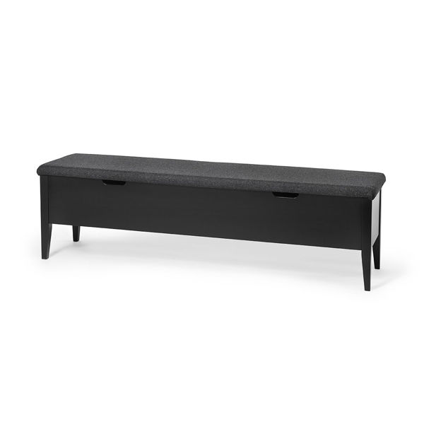 Bild på KLINTE bänk 160 cm svartlack med Nojus ulltyg