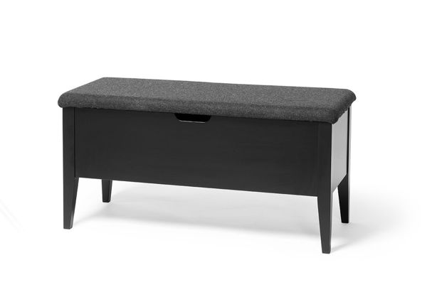 Bild på KLINTE bänk 90 cm svartlack med Nojus ulltyg