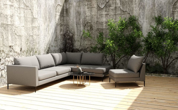 Bild på SORANO  soffa med avslut höger, arm B, utemöbel, tyg Lungre Grey 392