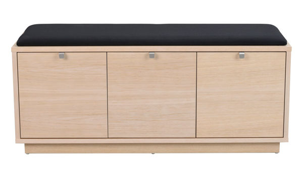 Bild på CONFETTI Bänk 3L vitpigmenterad ek/svart tyg