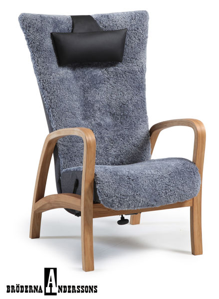 Bild på RELAX Fast fåtölj fårskinn Grey/Facet 4 mörkgrå/Classic svart/oljad ek
