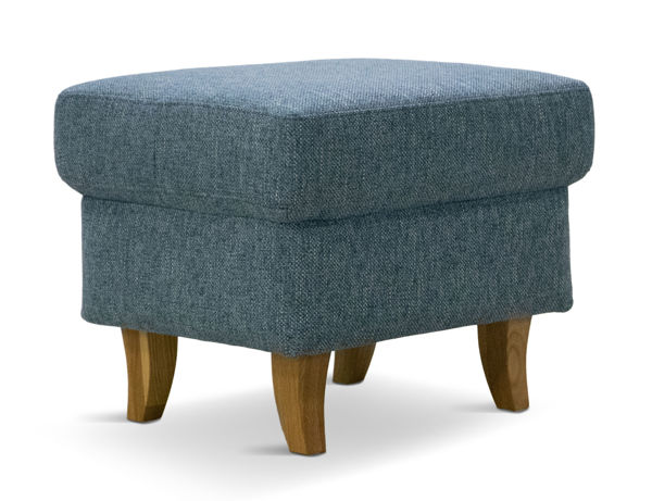 Bild på BRITA Fotpall tyg Montana 2925 blue, oljade ekben