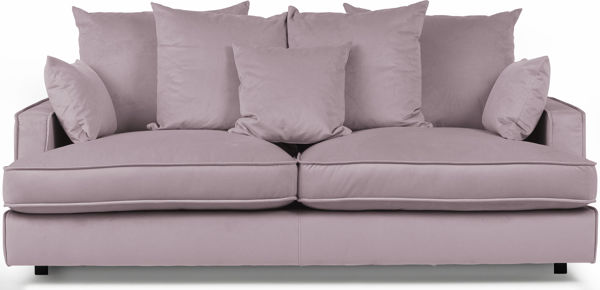 Bild på ESTELLE 2,5-sits soffa kuvertkuddar tyg Meda Dusty pink /svarta ben