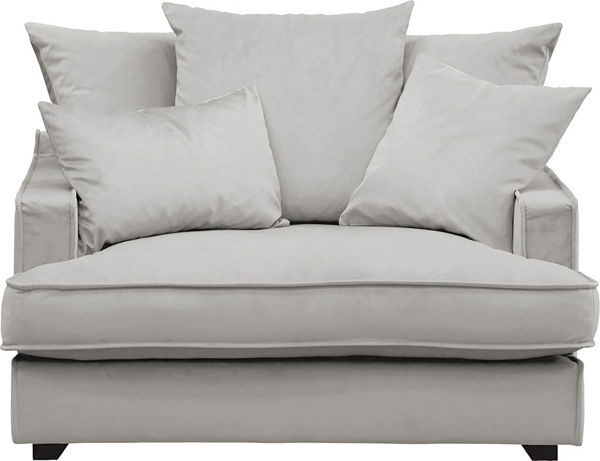 Bild på ESTELLE Chill Fåtölj kuvertryggkuddar tyg Meda silver / svarta ben