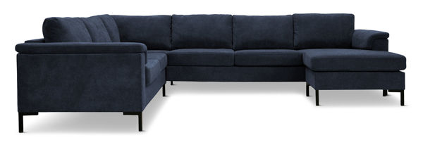 Bild på KINGSTON Hörnsoffa med divan hö tyg Centauri Deep blue, ben sv met