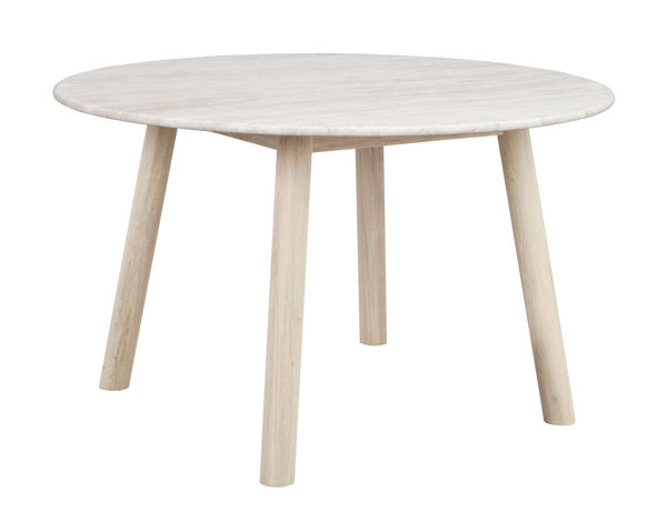 Bild på TARANSAY Matbord Ø125 beige travertin/vitpigmenterad ek