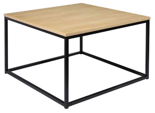 Bild på NARANO Soffbord 80x80 H48 vitpigm.lackad ekfaner/svartlackad metall