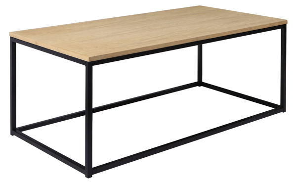 Bild på NARANO Soffbord 120x60 H48 vitpigm.lackad ekfaner/svartlackad metall