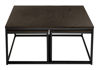 Bild på NARANO Soffbord 3-dels rekt mörkbrun ekfaner/svartlackad metall 90x90 H42 + 2 st 85x44 H37