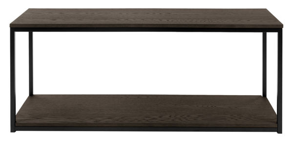 Bild på NARANO TV-bänk mörkbrun ekfaner/svartlackad metall 120x40 H48