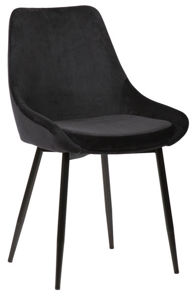 Bild på PARTIDA Matstol i svart velour, svartlackerade stålben