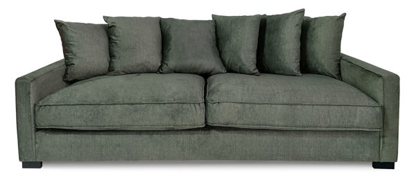 Bild på SAVOY 3-sits soffa 2 plymåer (LS) tyg Vogue 11 wintermoss, arm Clementine, ben wenge