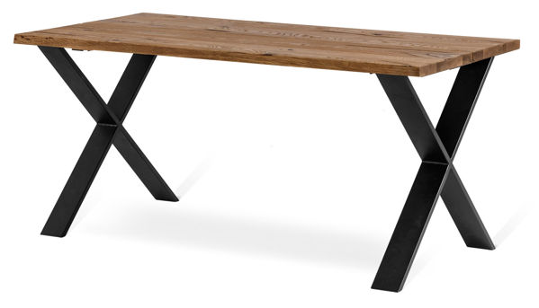 Bild på NARVIK matbord 160 cm oljad vildek, svart X-ben