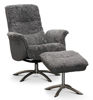 Bild på HEMSE Snurrfåtölj med pall, fårskinn grafit/tyg Maison 32