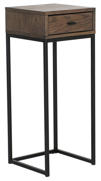 Bild på REGGIANO Sängbord H75, brunlackad ekfanér, svarta metallben, låda lackad ekfanér, wl100