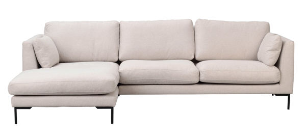 Bild på CORWIN soffa 3,5-sits-schäslong Vä ljusbeige tyg Rita #1 (k2)