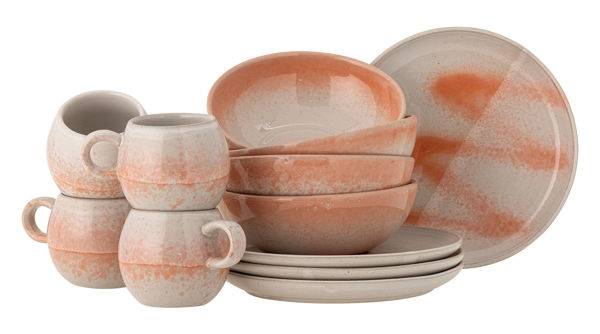 Bild på PAULA Frukostset, Orange, Stenkeramik - set med 12 delar
