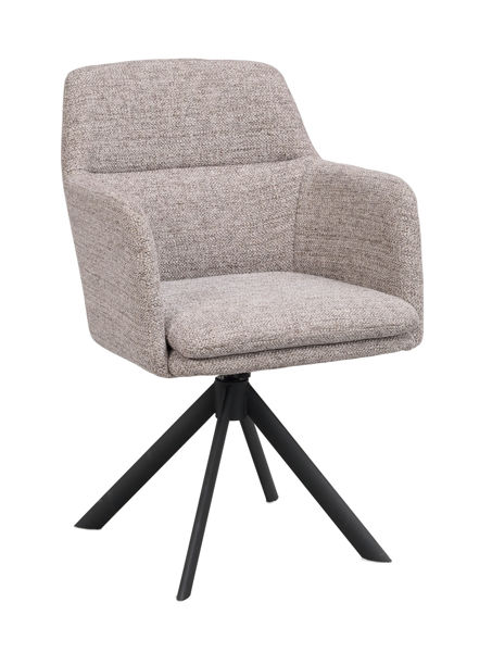 Bild på GLADSTONE karmstol mörkbeige tyg/svart metall snurr-tilt
