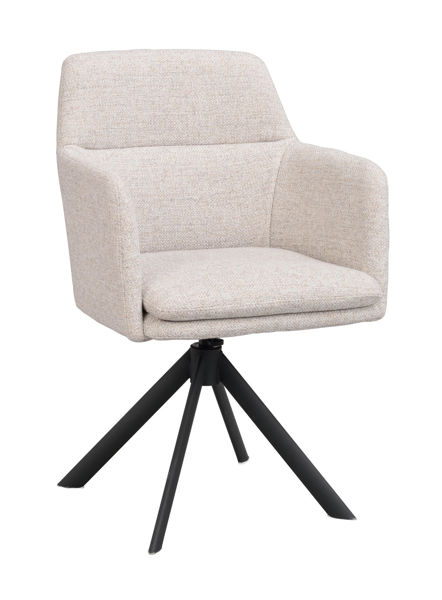 Bild på GLADSTONE karmstol ljusbeige tyg/svart metall snurr-tilt