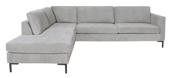 Bild på KINGSTON Hörnsoffa 1800 m ö avsl vä tyg Raven 06 light grey, arm Arlington, sv metallben