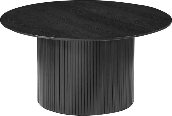 Bild på SHIRAZ Soffbord Ø90cm svart askfaner, helträ/ribbad fot Ø52cm