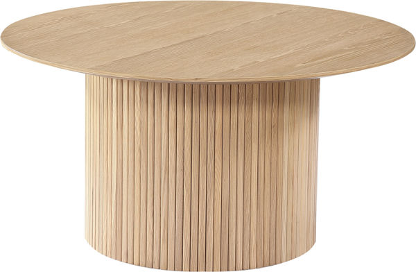Bild på SHIRAZ Soffbord Ø90cm vitpigm.ekfaner, helträ/ribbad fot Ø52cm