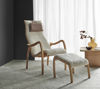 Bild på MUSSE Fåtölj fast fårskinn SL Moonlight/linneväv natur/Vintage taupe/oljad ek