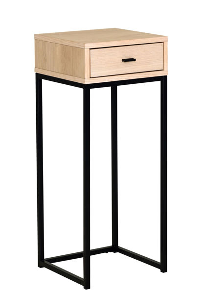Bild på REGGIANO Sängbord H75, vitpigmenterad ek, svarta metallben, låda, lackad ekfaner, wl100
