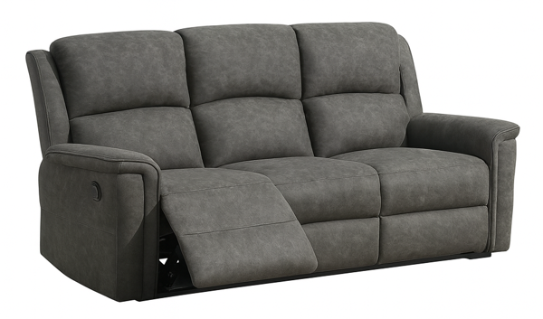 Bild på STALLONE Reclinersoffa 3-sits tyg grå, manuell recliner., sitthöjd 48, sittdjup 55, sittbredd 162 cm