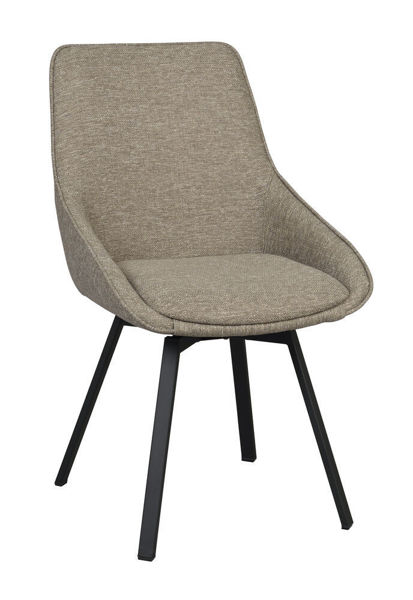 Bild på ALISON stol mörkbeige tyg/svarta metallben snurr