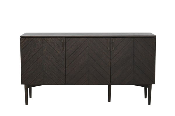 Bild på BALVENIE Sideboard 3-dörr, brunbets, fiskbensmönster, mässingshandtag