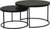 Bild på DUDOS 2-dels satsbord RUND Ø60/47 svartbetsad lackad askfanér/metallben Ø60/H38cm + Ø47/H31cm