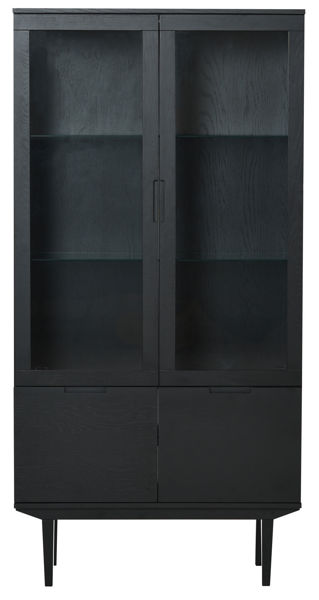 Bild på SAGAMORE Vitrinskåp 4-dörr, svartbetsad lackad ekfanér. Inkl belysning.
