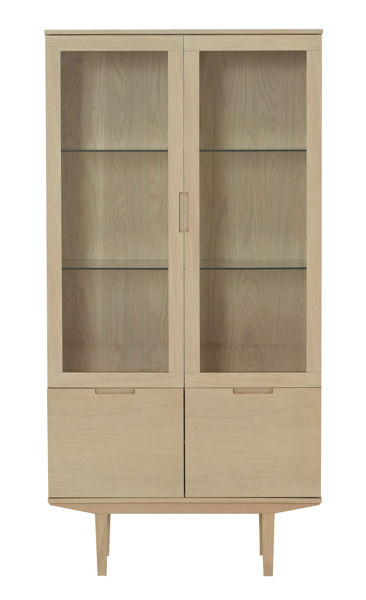 Bild på SAGAMORE Vitrinskåp 4-dörr, vitpigmenterad lackad ekfanér (WL102). Inkl belysning