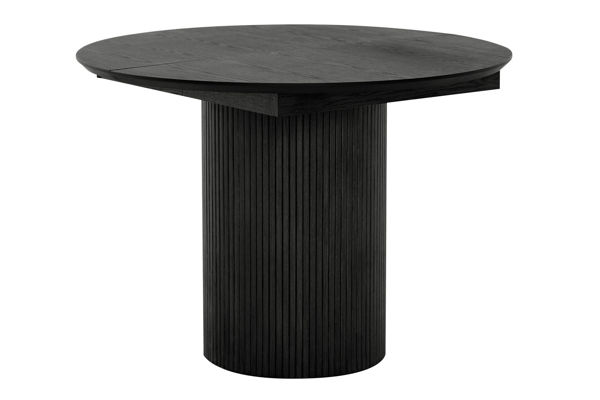 Bild på SHIRAZ Matbord Ø105 + 2 ilägg á 40cm, svartbetsad lackad ask/ekfanér