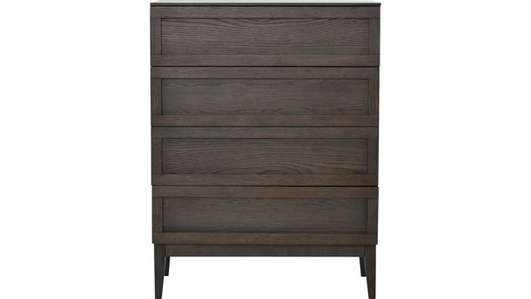 Bild på STAVIN Byrå 4-lådig bred, brunlackad ekfanér