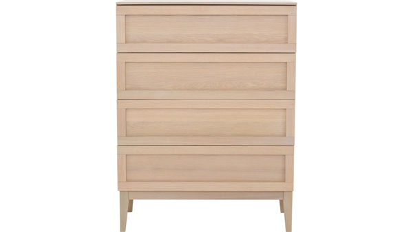 Bild på STAVIN Byrå 4-lådig bred, vitpigmenterad lackad ekfanér (WL102)