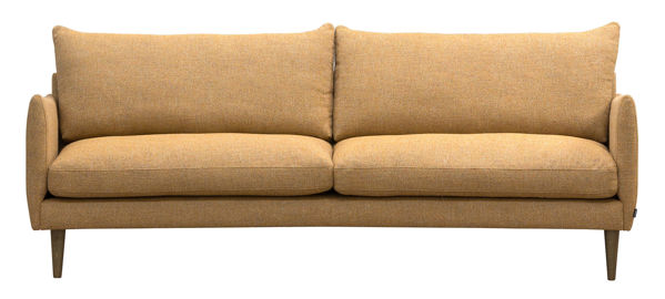 Bild på NEW YORK Svängd 3-sits soffa 2/2 246cm (1473) tyg Hazy 11345-18 oshun, ben nr 4-18 rökt ek