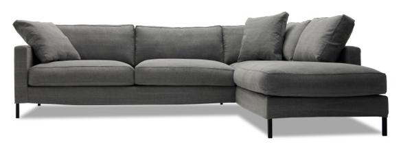 Bild på MESSINA Soffa 277cm med avslutsdivan höger tyg Kiss 66 graphite, svarta ben