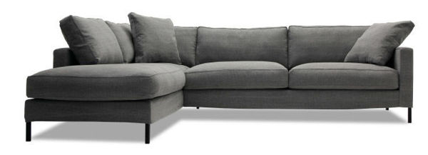 Bild på MESSINA Soffa 277cm med avslutsdivan vänster tyg Kiss 66 graphite, svarta ben