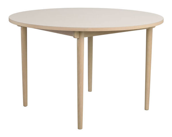 Bild på Fairmount matbord runt Ø120 beige HPL/vitpigmenterad ek