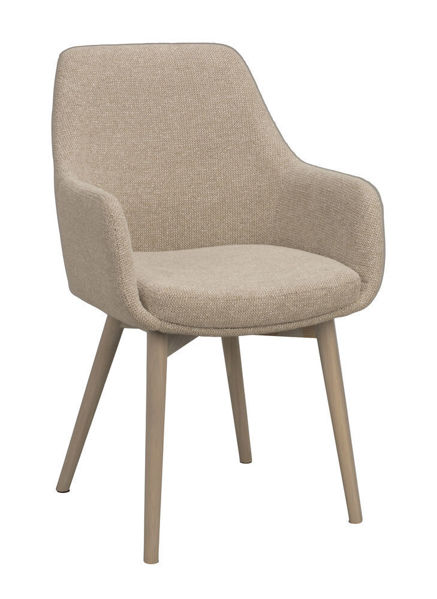 Bild på DENLEY Karmstol ljusbeige tyg/vitpigmenterade ekben