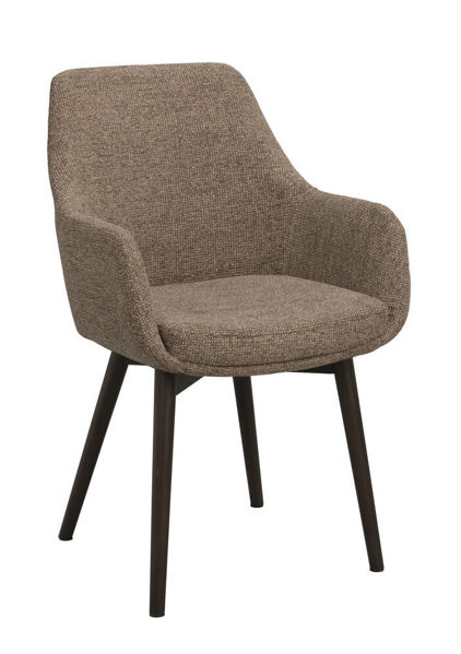 Bild på DENLEY Karmstol mörkbeige tyg/bruna ekben