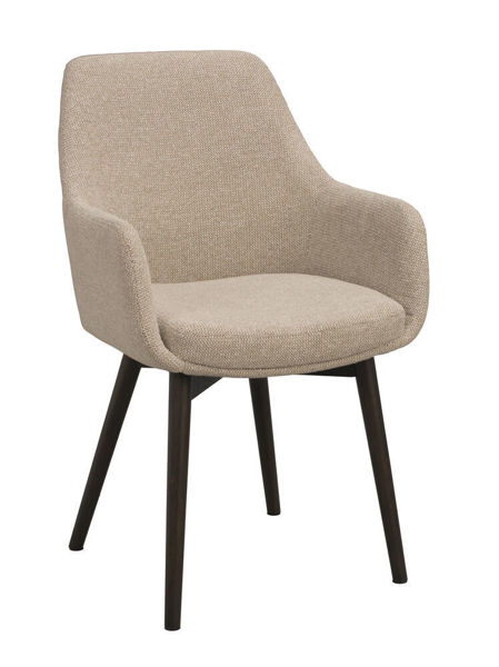 Bild på DENLEY Karmstol ljusbeige tyg/bruna ekben