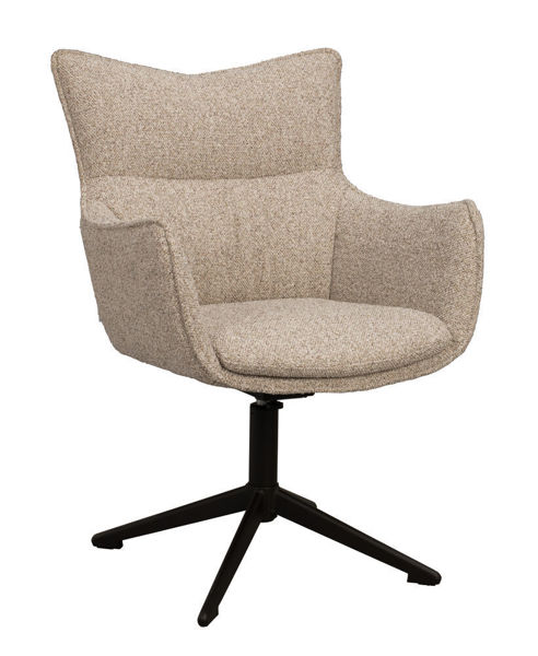 Bild på FRESNO Karmstol beige tyg/brun metallfot gung