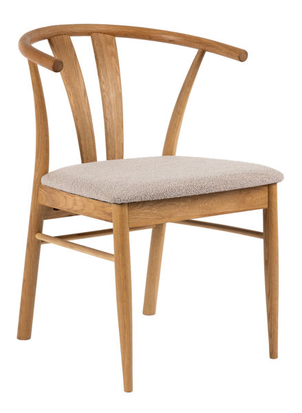Bild på JIVAGO Matstol i oljad natur ek, beige tyg, oljad ek, sits i boucletyg alpine 01 beige